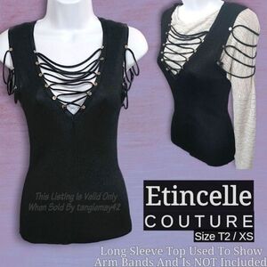 Etincelle Couture Black Sleeveless Top Size T2 | Women XS Sexy Strappy Goth Emo